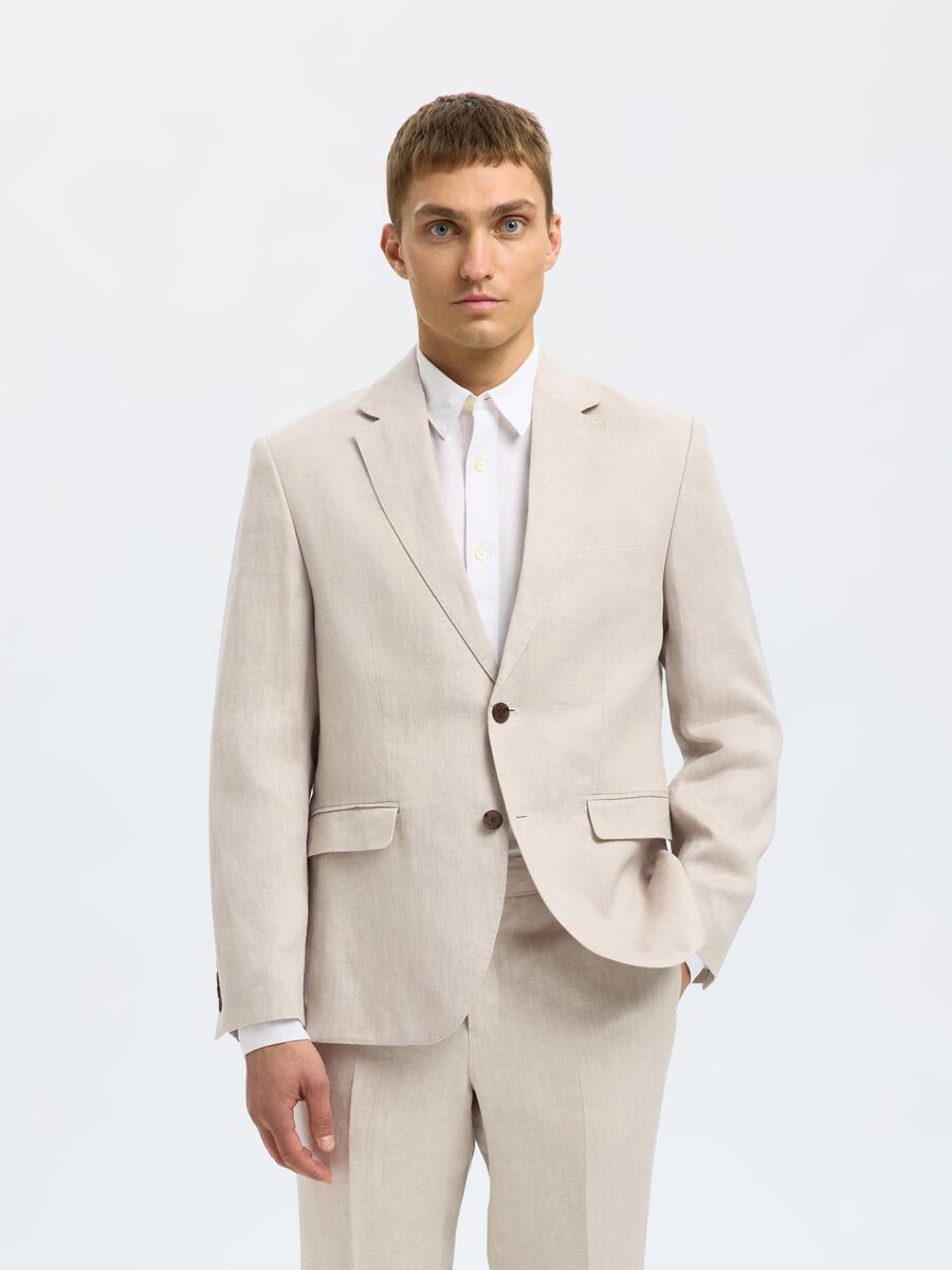 Selected 100% LINO BLAZER, Sand, highres - 16092414_Sand_003.jpg
