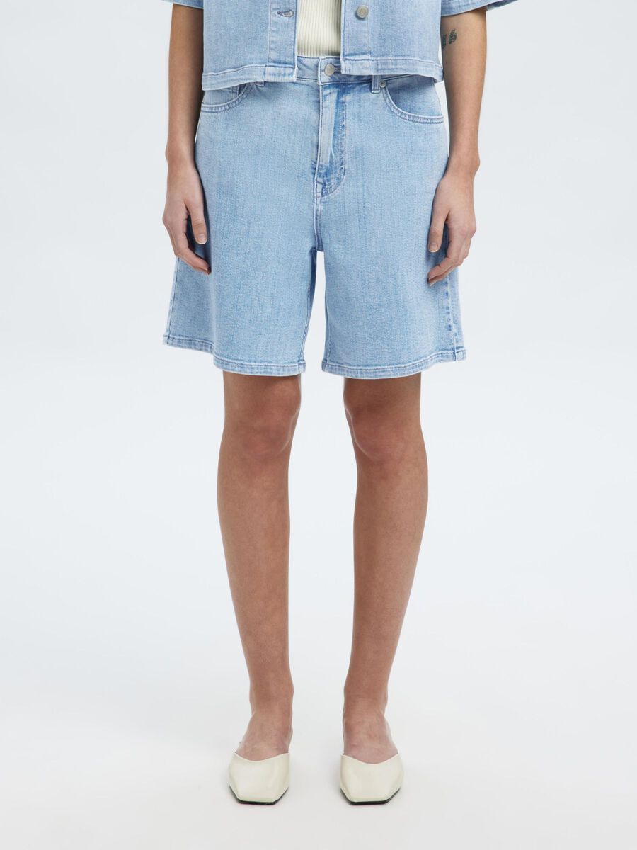 Selected HIGH WAISTED DENIM SHORTS, Light Blue Denim, highres - 16099248_LightBlueDenim_003.jpg
