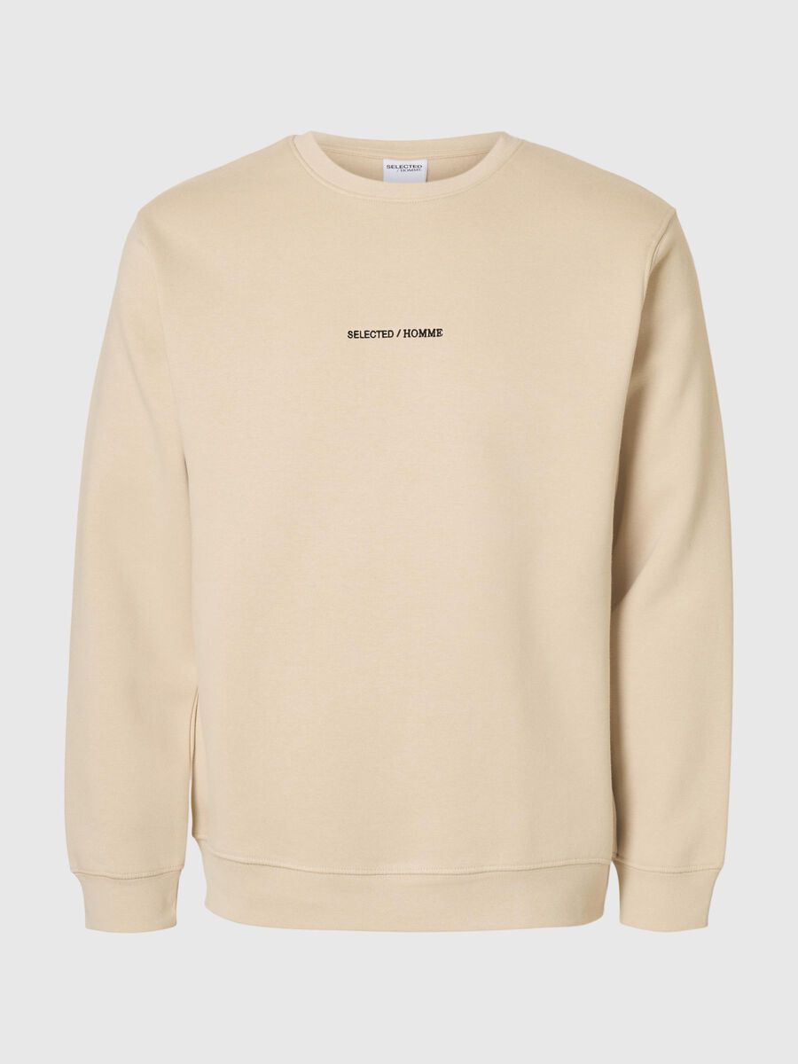 Selected EMBROIDERED SWEATSHIRT, Oatmeal, highres - 16098809_Oatmeal_1208195_001.jpg