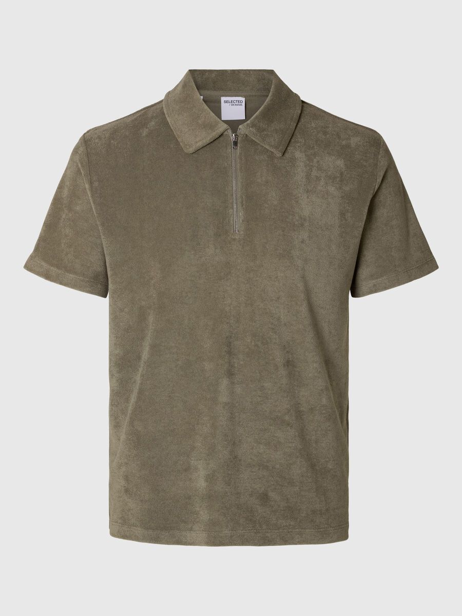 Selected TERRYCLOTH POLO, Vetiver, highres - 16090761_Vetiver_001.jpg