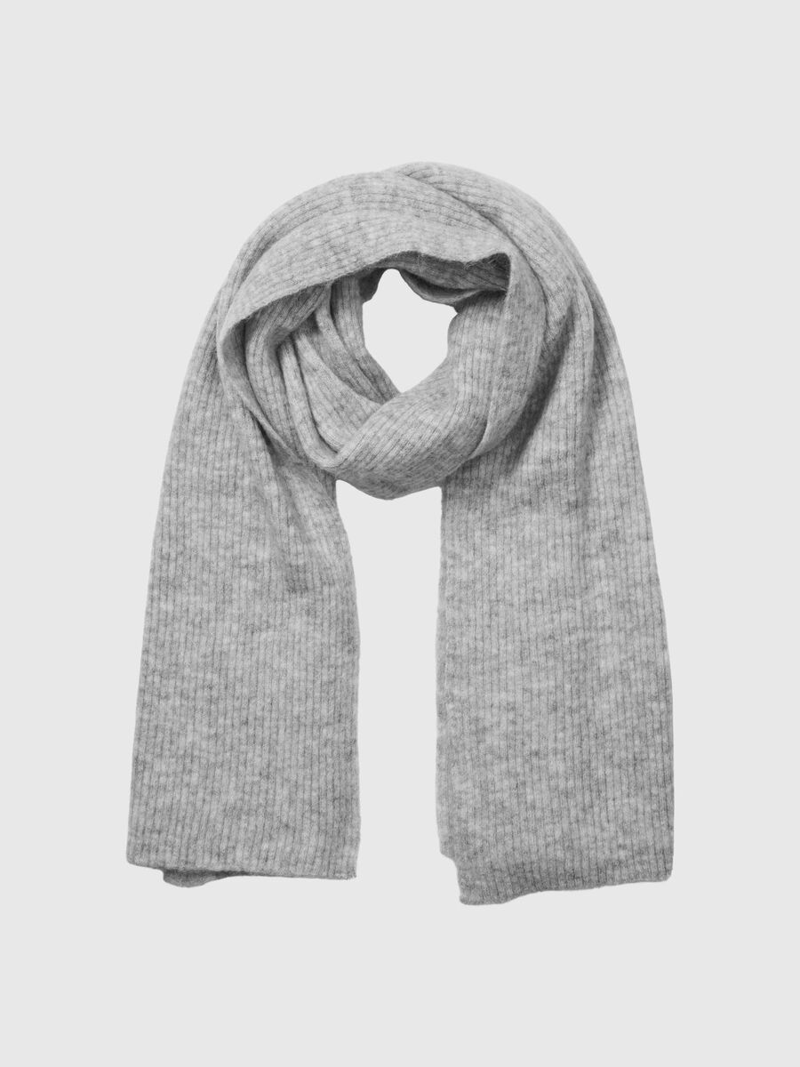Selected RIBBED WOOL BLEND SCARF, Light Grey Melange, highres - 16091496_LightGreyMelange_001.jpg