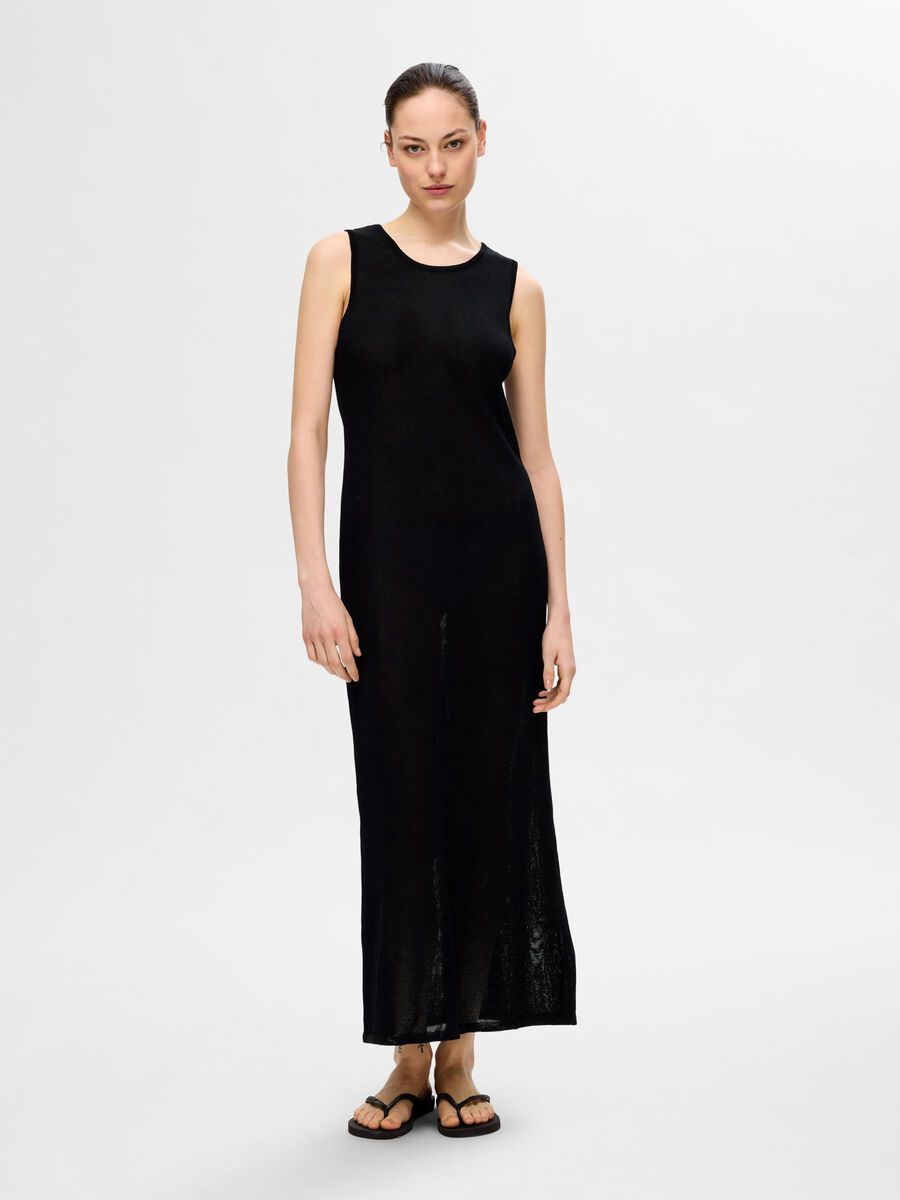 Selected KNITTED MAXI DRESS, Black, highres - 16091497_Black_003.jpg