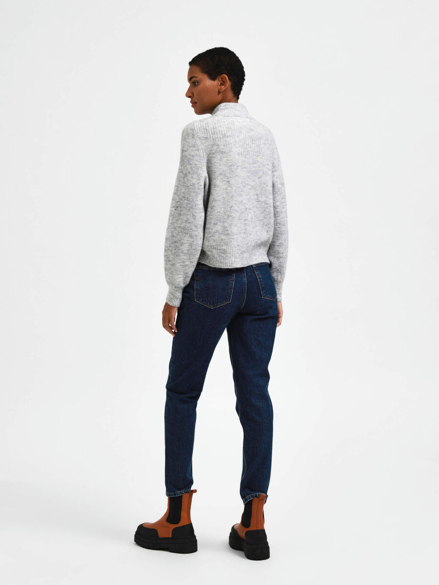 Selected CÔTELÉ CARDIGAN EN MAILLE, Light Grey Melange, highres - 16087620_LightGreyMelange_004.jpg