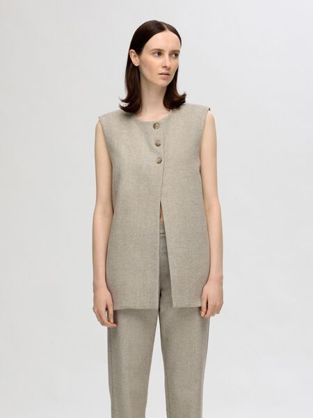 Selected LONG WOOL BLEND WAISTCOAT, Sandshell, highres - 16094993_Sandshell_1128157_003.jpg