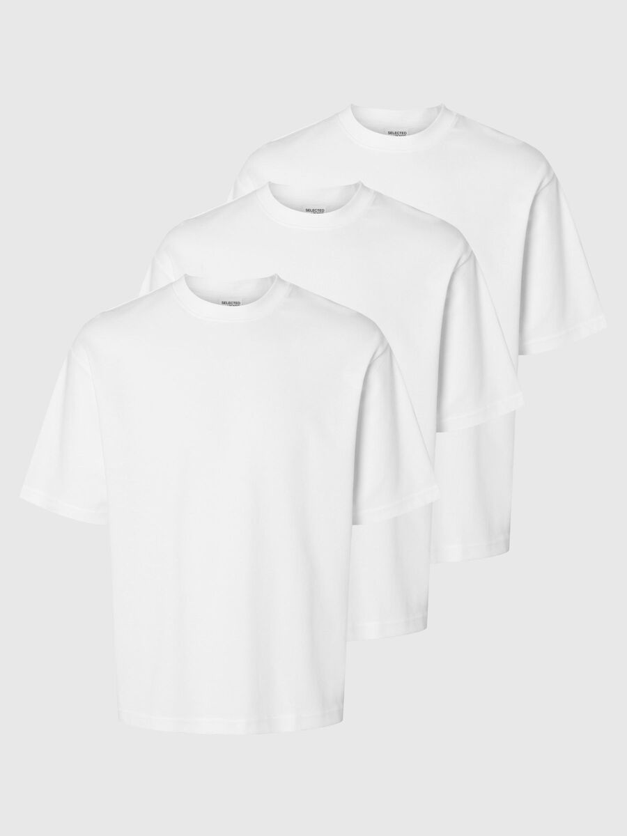 Selected 3 PACK LOOSE FIT T-SHIRT, Bright White, highres - 16097972_BrightWhite_001.jpg
