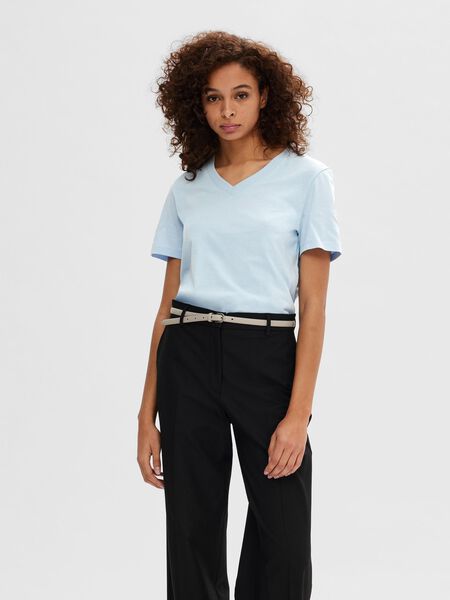 Selected CLASSIQUE V-NECK T-SHIRT, Cashmere Blue, highres - 16087922_CashmereBlue_003.jpg