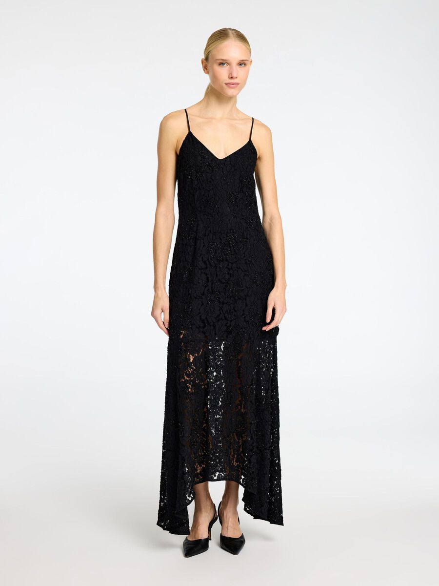 Selected LONG LACE DRESS, Black, highres - 16095878_Black_003.jpg