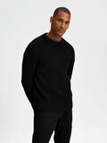 Selected RIBBED KNITTED PULLOVER, Black, highres - 16081164_Black_003.jpg