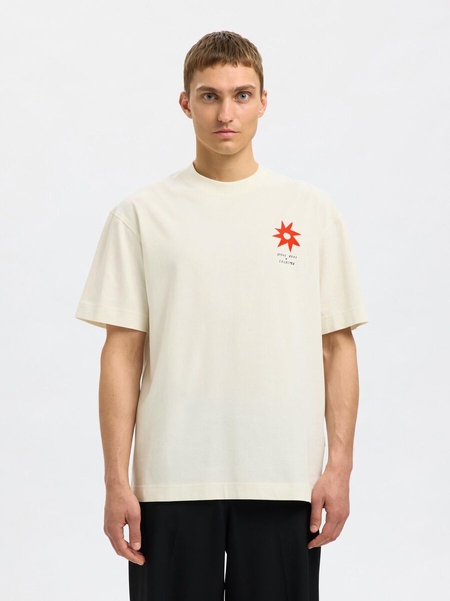 Selected PRINTED T-SHIRT, Egret, highres - 16096794_Egret_003.jpg
