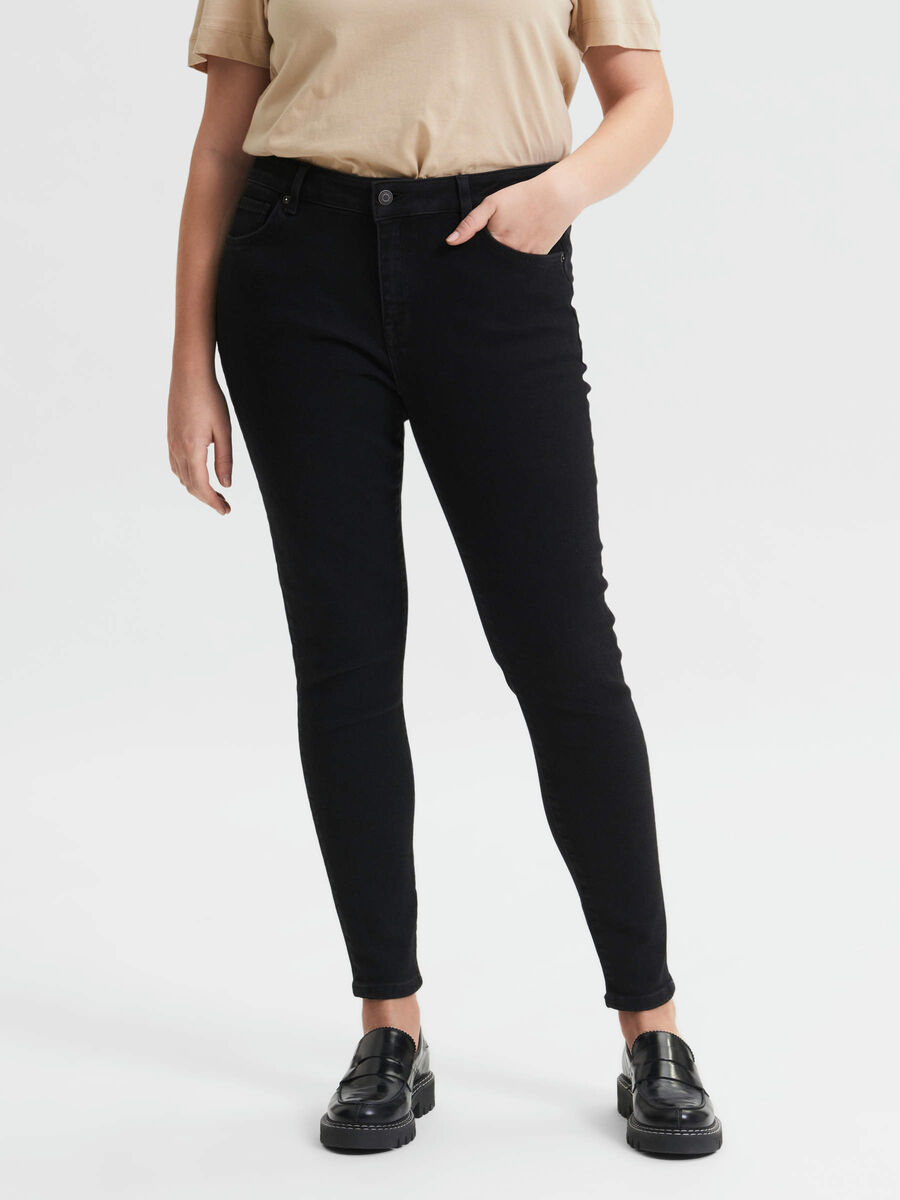 Selected MID WAIST CURVE SKINNY FIT JEANS, Black Denim, highres - 16084817_BlackDenim_003.jpg