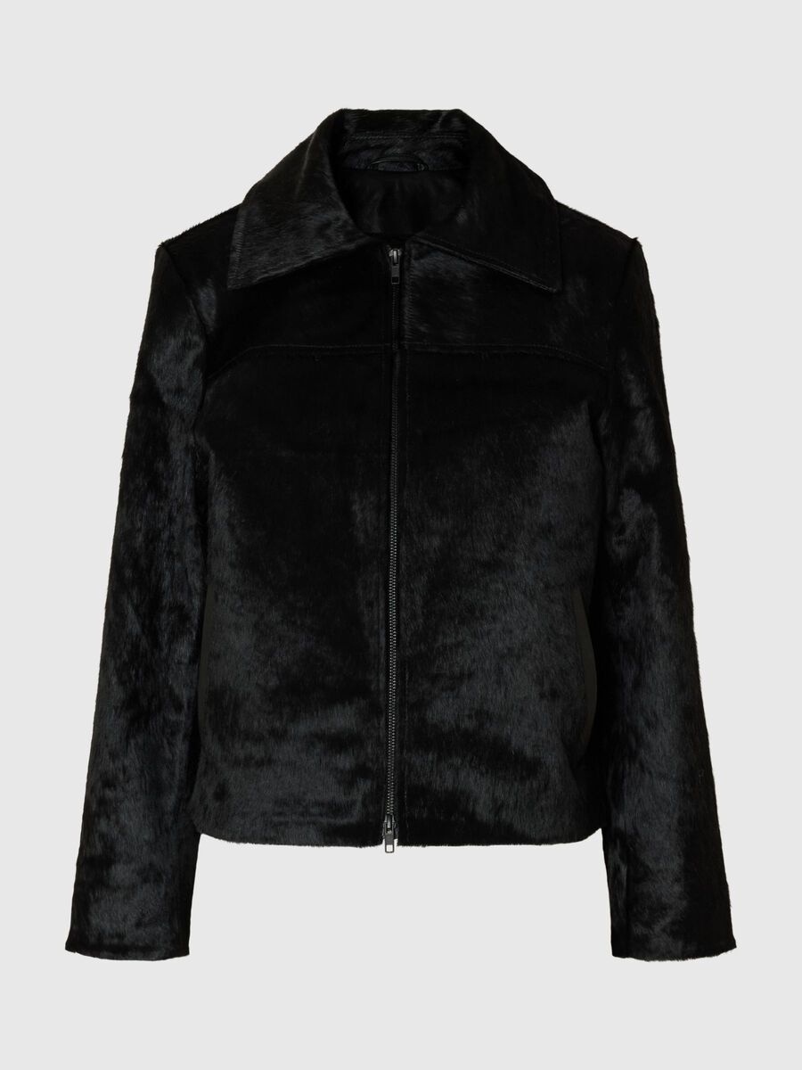 Selected 100% COW LEATHER JACKET, Black, highres - 16099745_Black_001.jpg