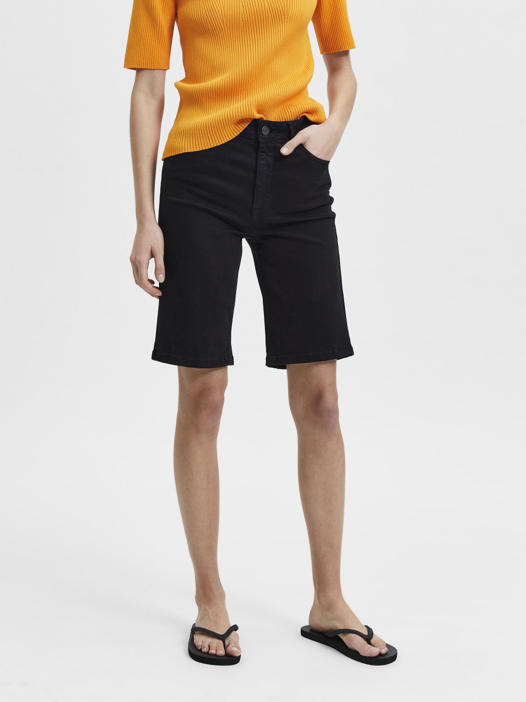 TIRO ALTO PANTALONES CORTOS VAQUEROS (Black) | Selected®