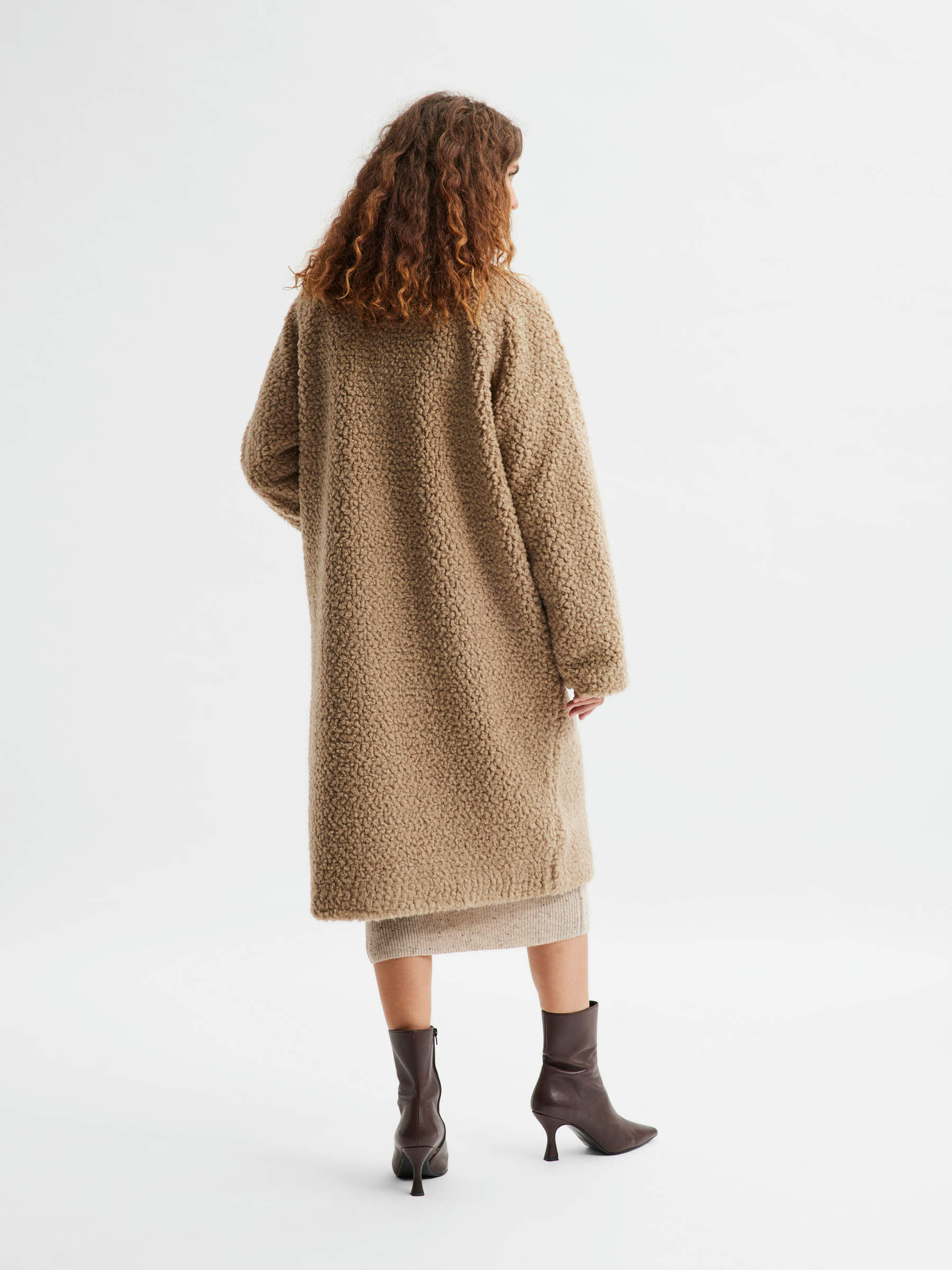 LONG TEDDY COAT Beige SELECTED FEMME