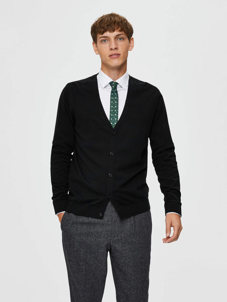 Selected PIMA COTTON CARDIGAN, Black, highres - 16079571_Black_003.jpg