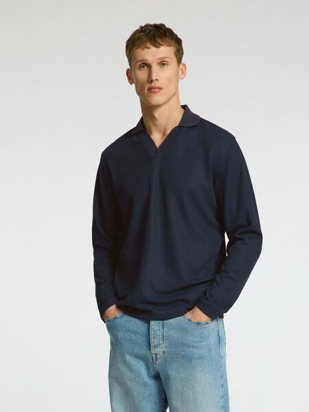 Selected KNITTED LONG-SLEEVED POLO, Sky Captain, highres - 16096768_SkyCaptain_003.jpg