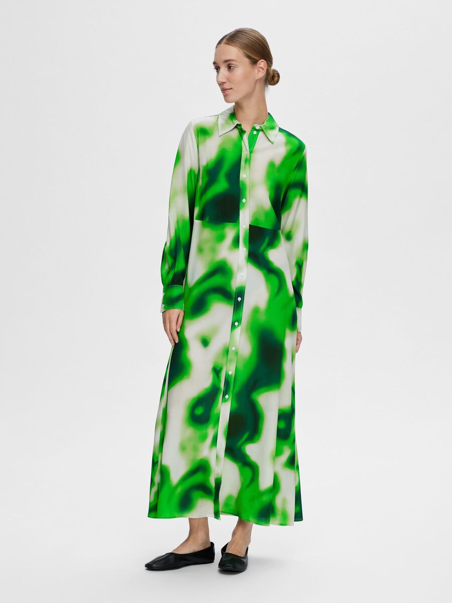 Selected PRINTED SHIRT DRESS, Classic Green, highres - 16092332_ClassicGreen_1076990_005.jpg