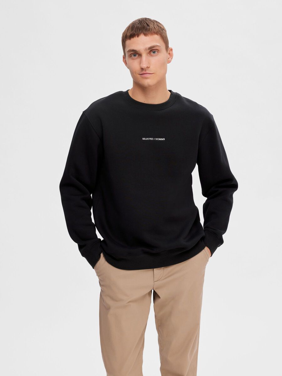 Selected BESTICKTE SWEATSHIRT, Black, highres - 16090431_Black_003.jpg