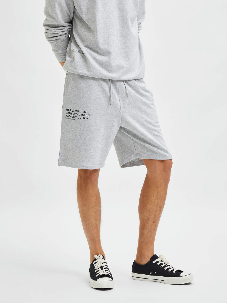 Selected KNITTED SWEAT SHORTS, Grey Melange, highres - 16083439_GreyMelange_003.jpg
