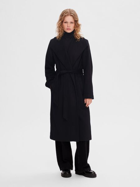 Selected BELTED WOOL BLEND COAT, Black, highres - 16090093_Black_003.jpg