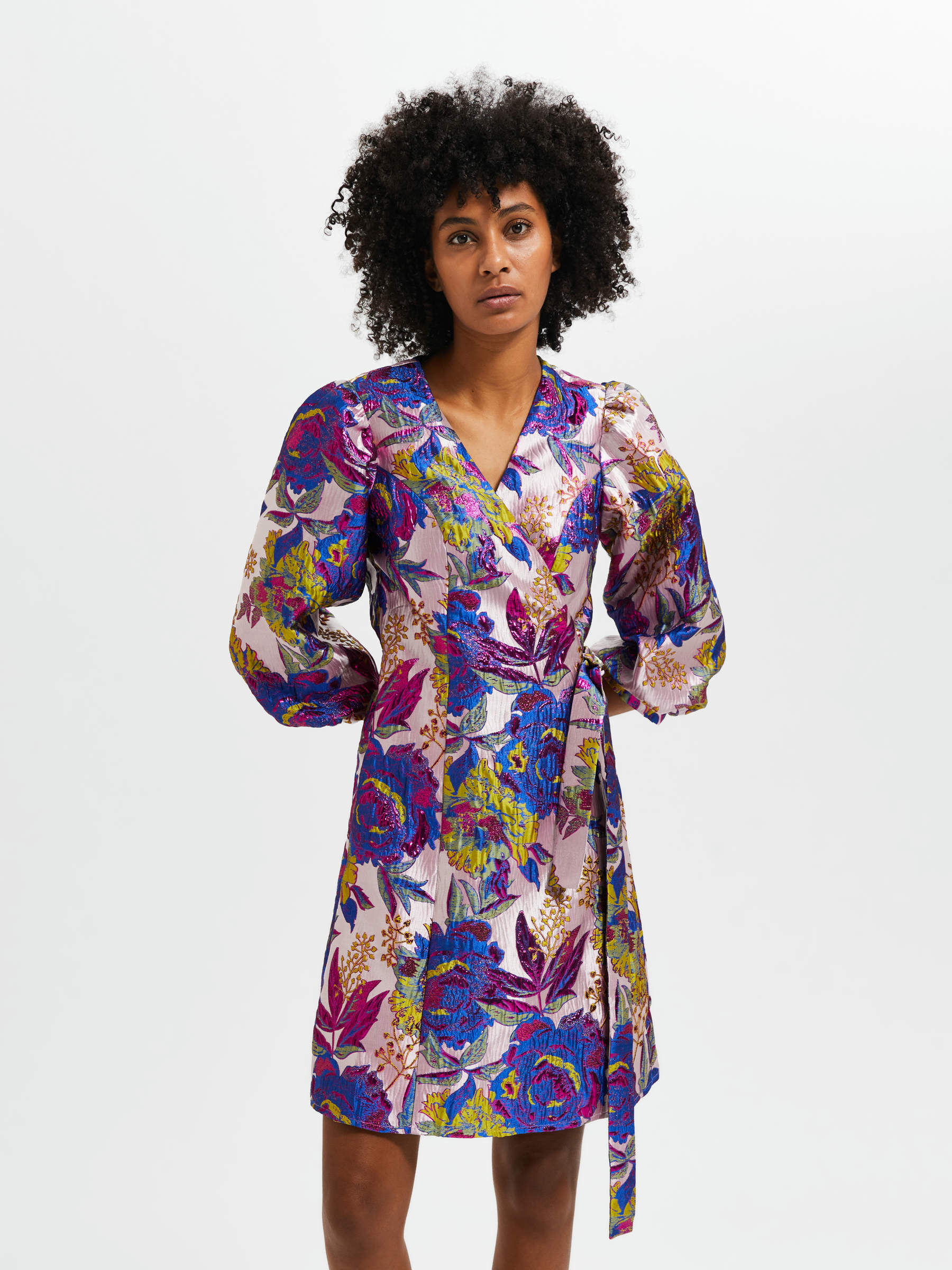 Jacquard wrap dress deals