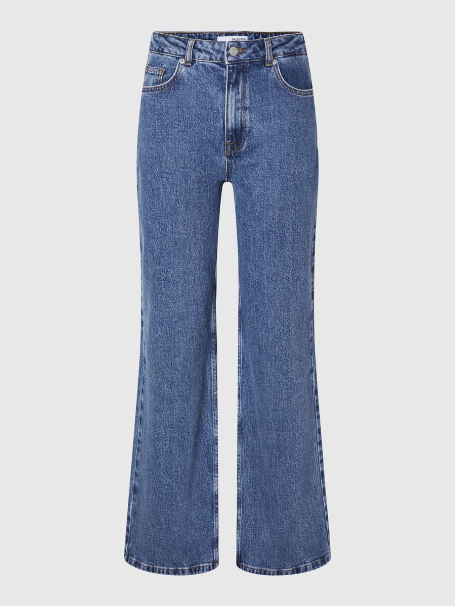 Selected HIGH WAISTED WIDE LEG JEANS, Medium Blue Denim, highres - 16094542_MediumBlueDenim_001.jpg