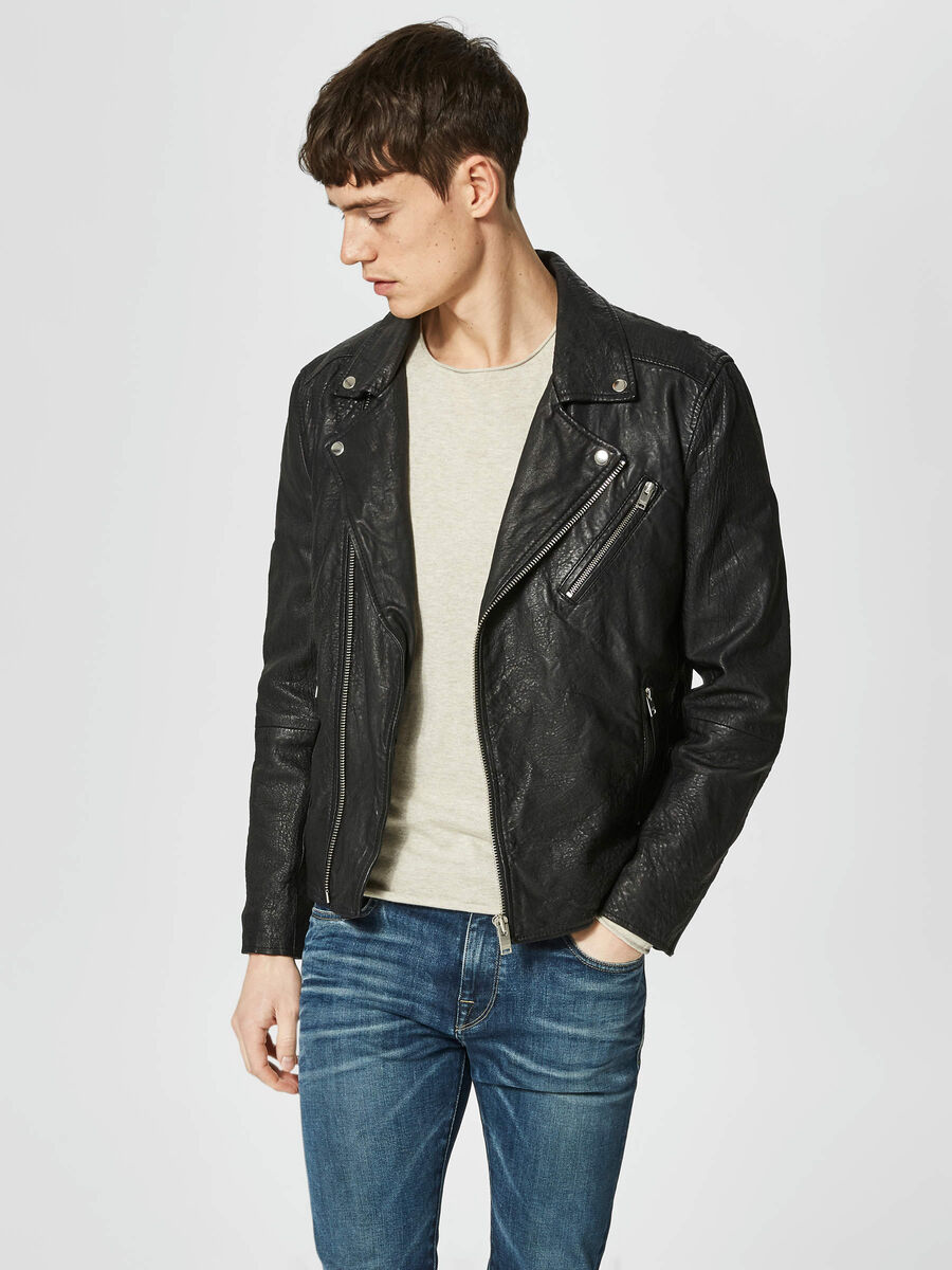 Selected LAMB - LEATHER JACKET, Black, highres - 16061150_Black_003.jpg