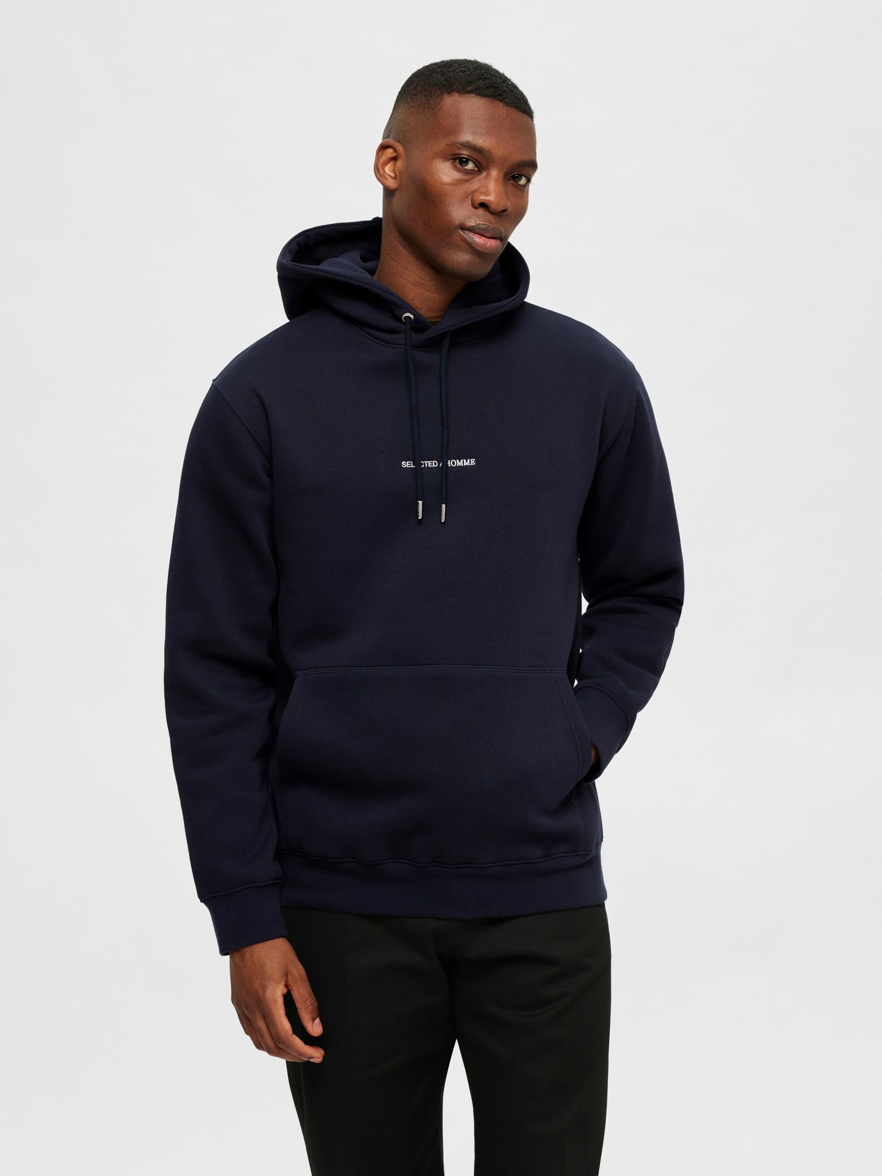 EMBROIDERED HOODIE Blue SELECTED HOMME