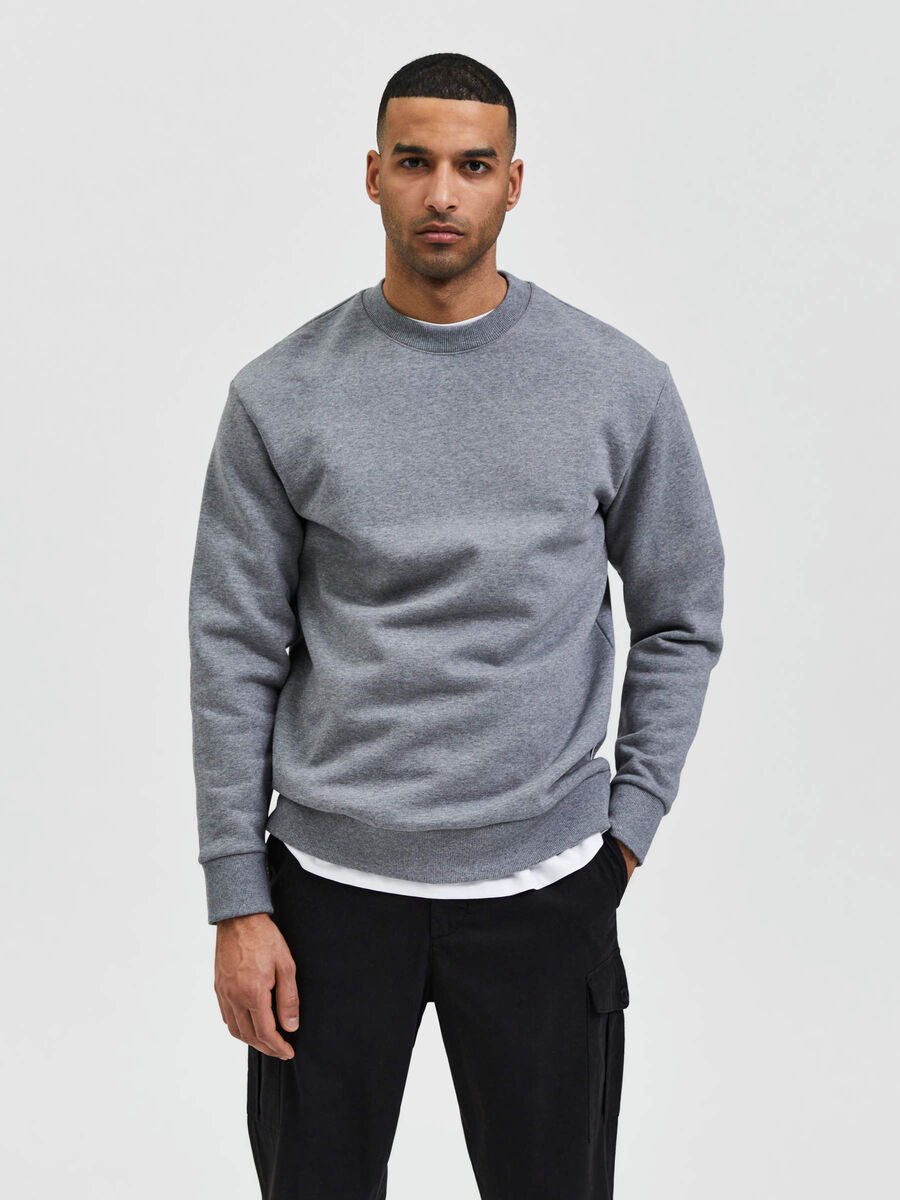 Selected CASUAL SWEATSHIRT, Medium Grey Melange, highres - 16085287_MediumGreyMelange_003.jpg