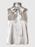 Selected SATIN BOW NECK TOP, Dove, highres - 16094996_Dove_001.jpg