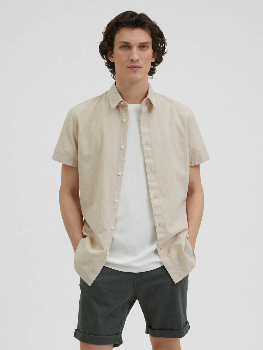 Selected SLIM FIT LINEN ORGANIC COTTON BLEND SHIRT, Incense, highres - 16079057_Incense_003.jpg