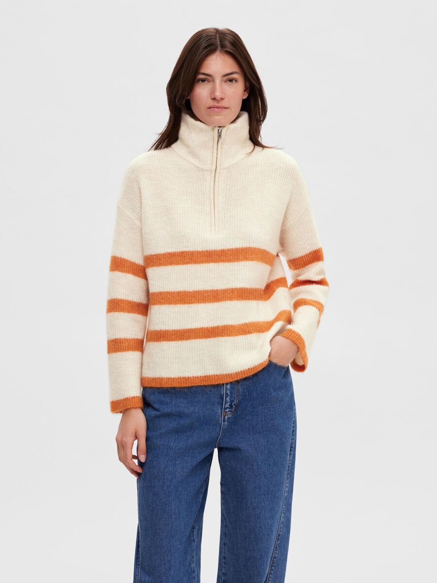 Selected WOOL BLEND HALF-ZIP  PULLOVER, Birch, highres - 16090274_Birch_1042142_003.jpg