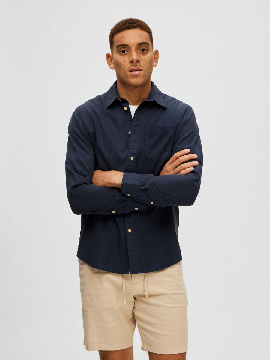 Selected LINEN-BLEND SHIRT, Navy Blazer, highres - 16087722_NavyBlazer_003.jpg