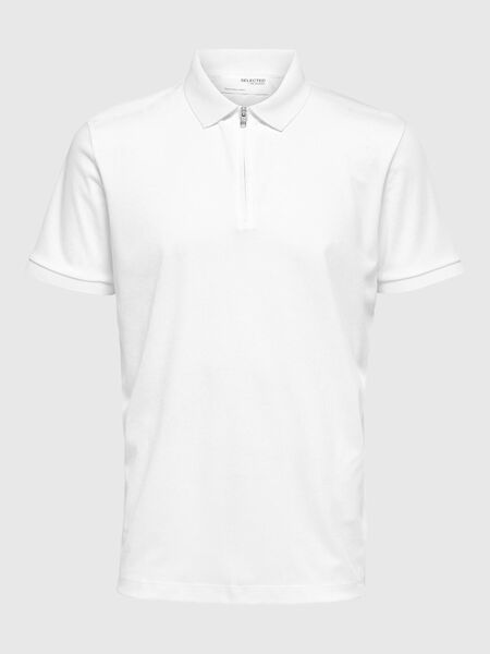 Selected ZIPPER POLO SHIRT, Cloud Dancer, highres - 16079026_CloudDancer_001.jpg