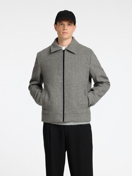 Selected ZIPPED WOOL BLEND JACKET, Light Grey Melange, highres - 16094323_LightGreyMelange_003.jpg