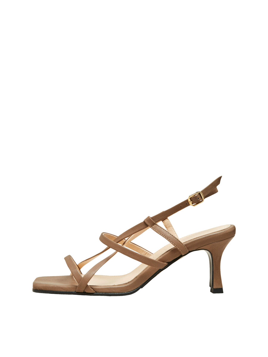 Selected VIERKANT TEENBANDJE LEER SANDALEN, Chocolate Chip, highres - 16081473_ChocolateChip_001.jpg