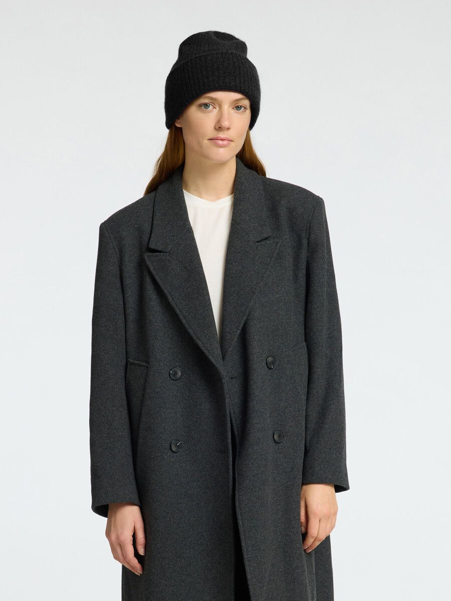 Selected RIBBED WOOL BLEND BEANIE, Black, highres - 16091494_Black_003.jpg
