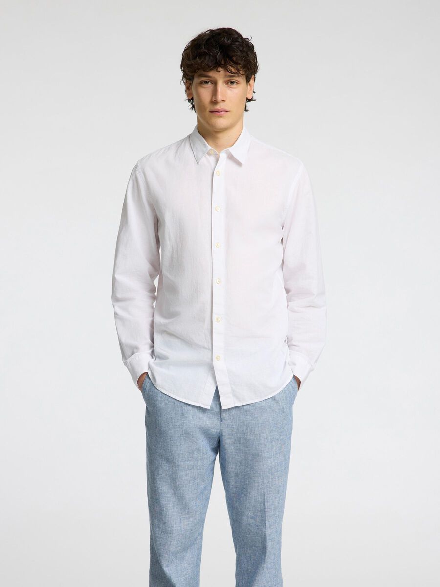 Selected 100% COTTON SLIM FIT SHIRT, Bright White, highres - 16096543_BrightWhite_003.jpg