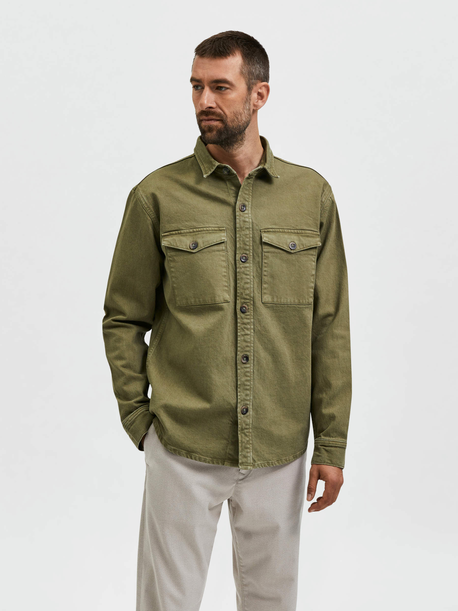 Green DENIM OVERSHIRT | Selected®