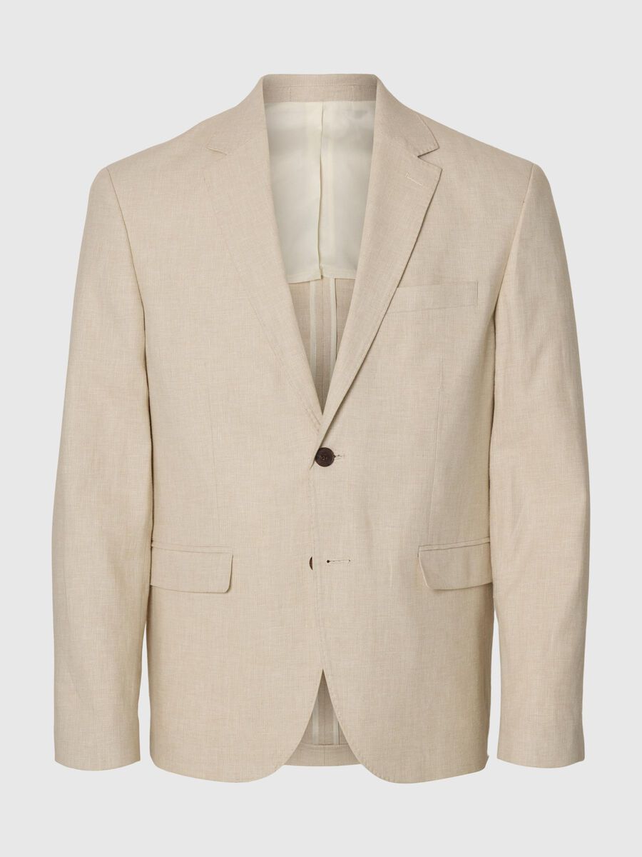 Selected REGULAR FIT BLAZER À SIMPLE BOUTONNAGE, Oatmeal, highres - 16093870_Oatmeal_001.jpg