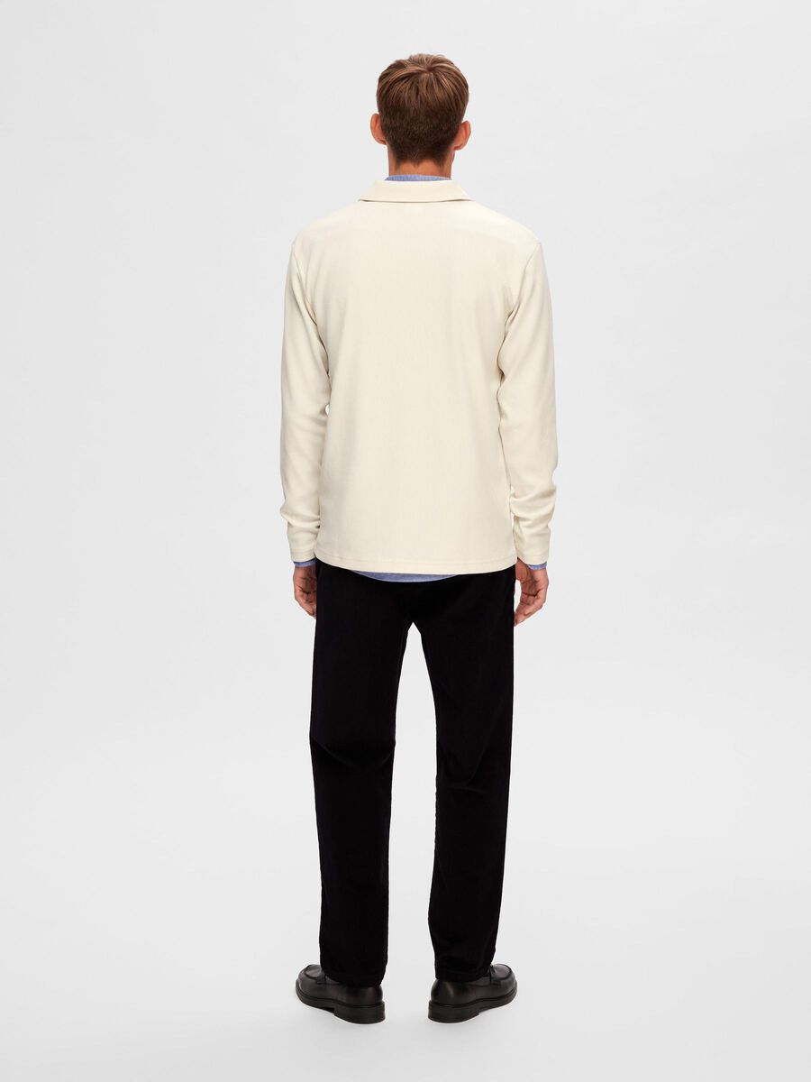Selected PLISSÉ PLEATED POLO SHIRT, Egret, highres - 16093347_Egret_004.jpg
