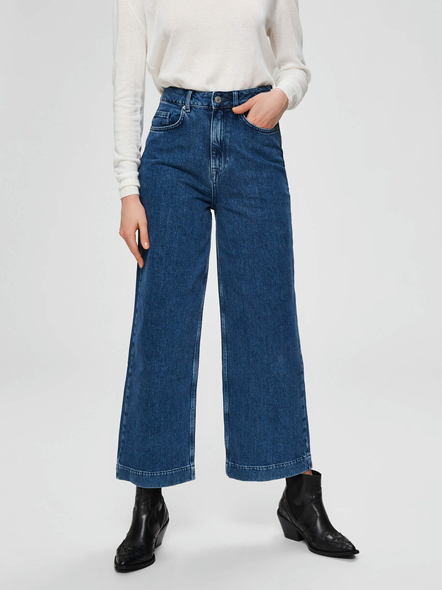 Selected CROPPED - JEANS MED VID PASSFORM, Dark Blue Denim, highres - 16071273_DarkBlueDenim_003.jpg