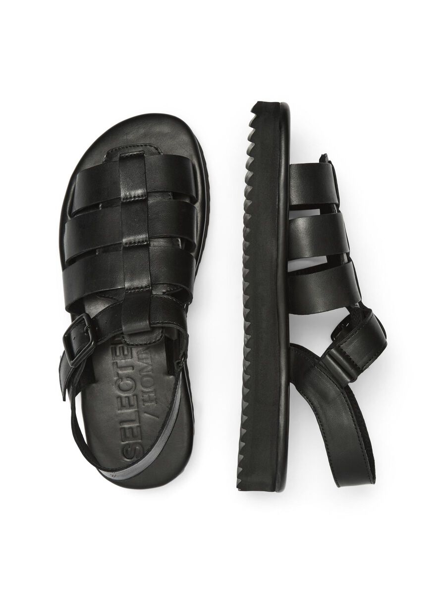 Selected LEATHER FISHERMAN SANDALS, Black, highres - 16084205_Black_005.jpg