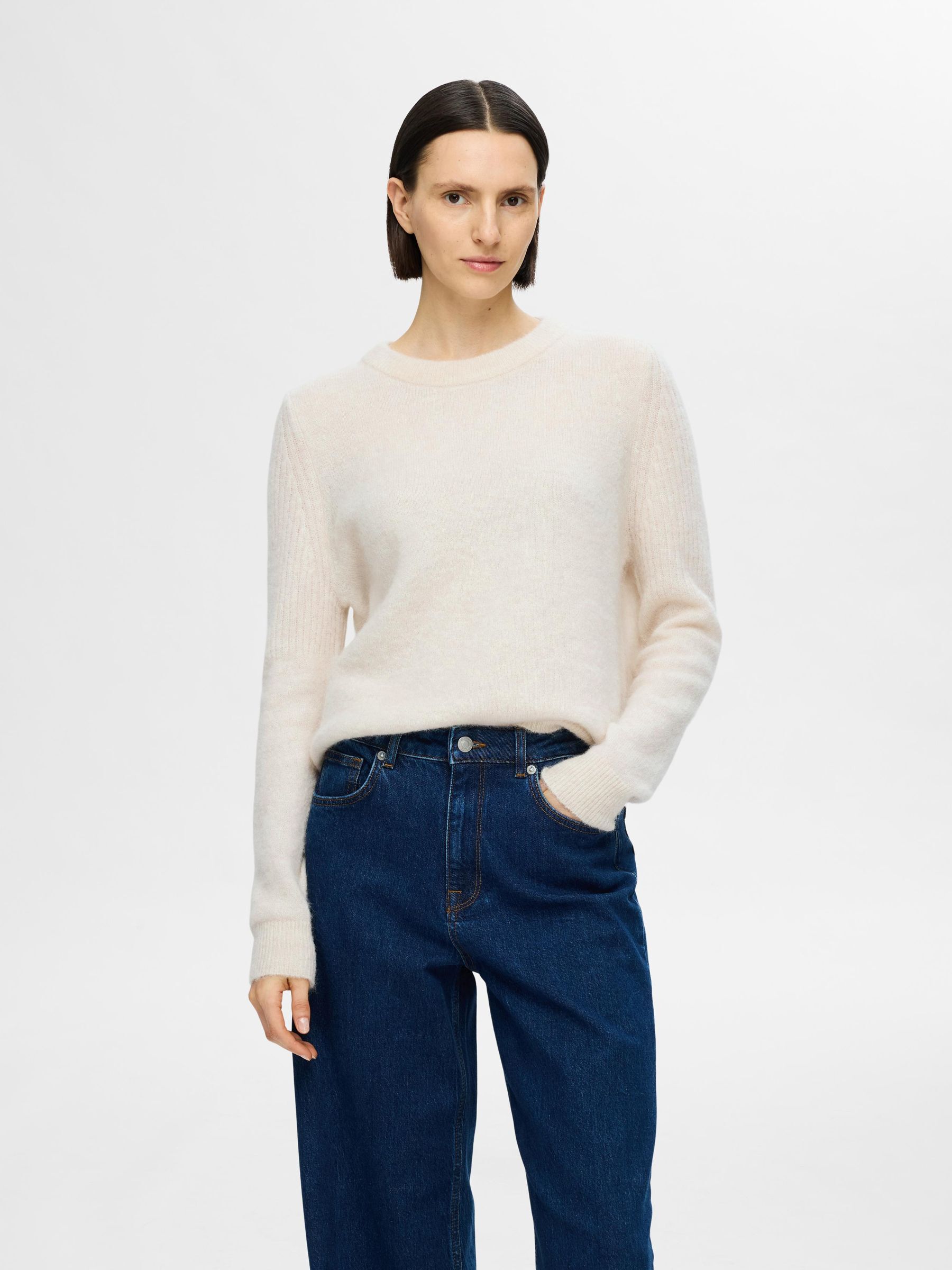 EN MAILLE PULL RAS DU COU Gris SELECTED FEMME