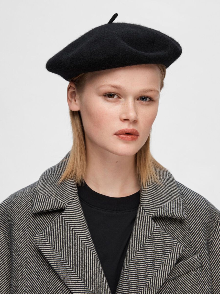 Selected WOOL BERET, Black, highres - 16091366_Black_003.jpg