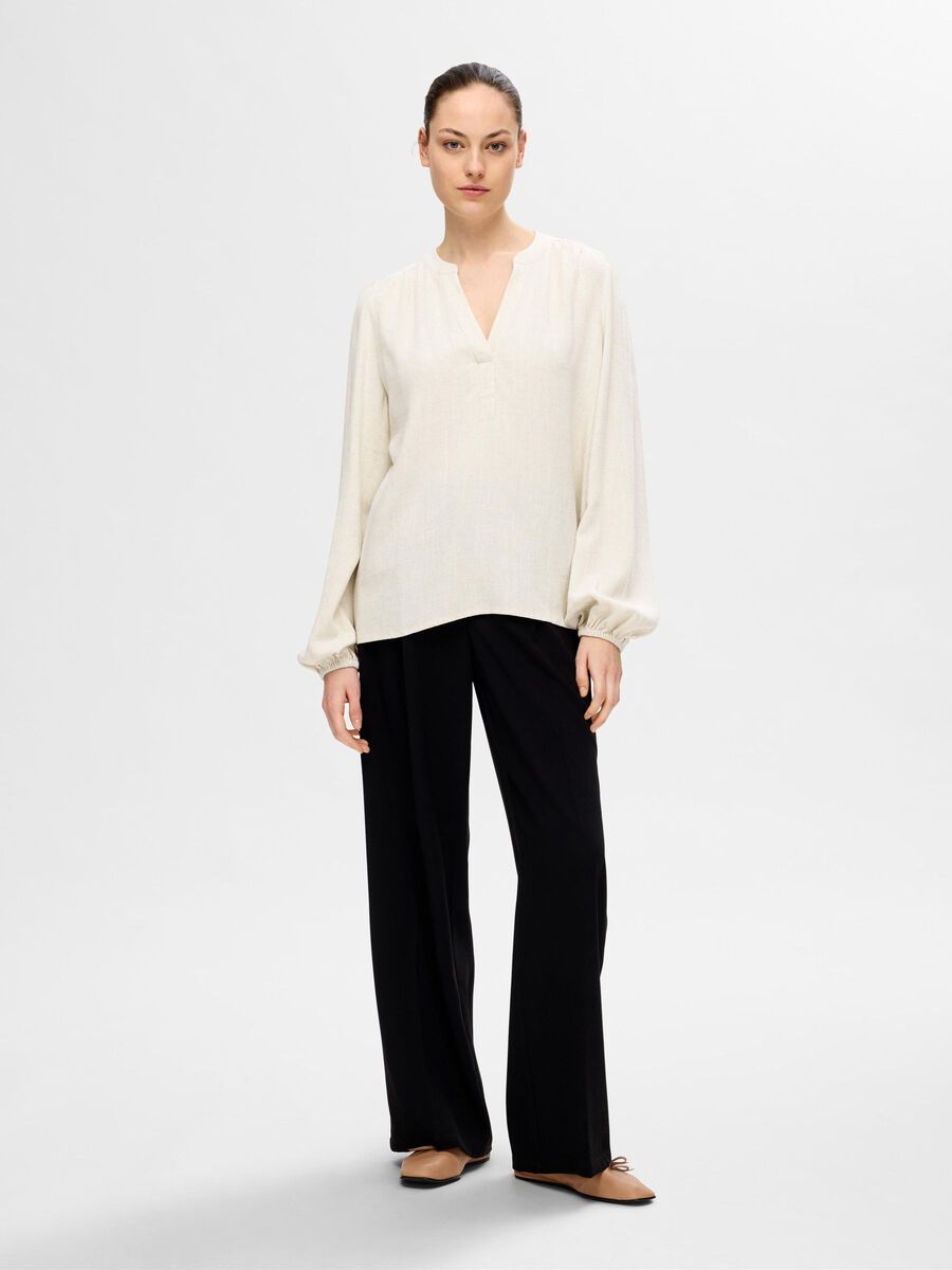 Selected VISKOSEMIX BLUSE, Sandshell, highres - 16094292_Sandshell_005.jpg