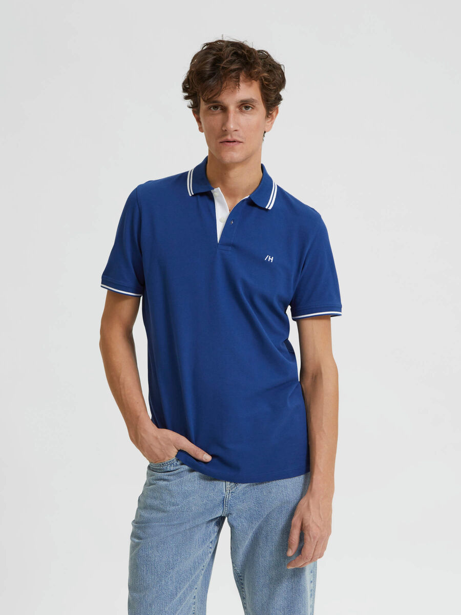 Selected MANCHES COURTES POLO, Estate Blue, highres - 16085911_EstateBlue_956243_003.jpg