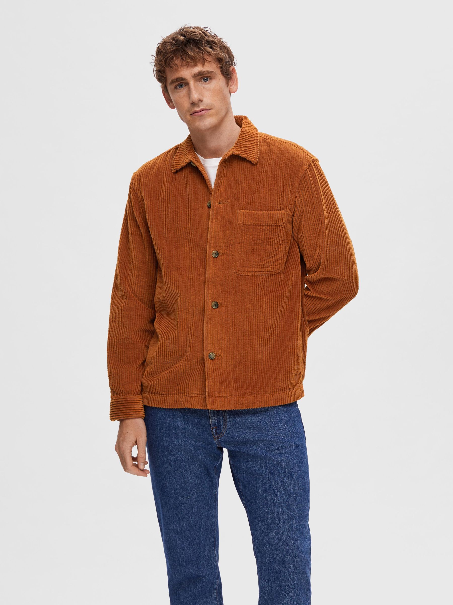 CORDUROY OVERSHIRT Orange SELECTED HOMME