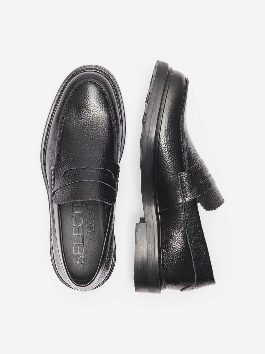 Selected LEATHER POLIDO PENNY LOAFERS, Black, highres - 16081326_Black_981662_005.jpg