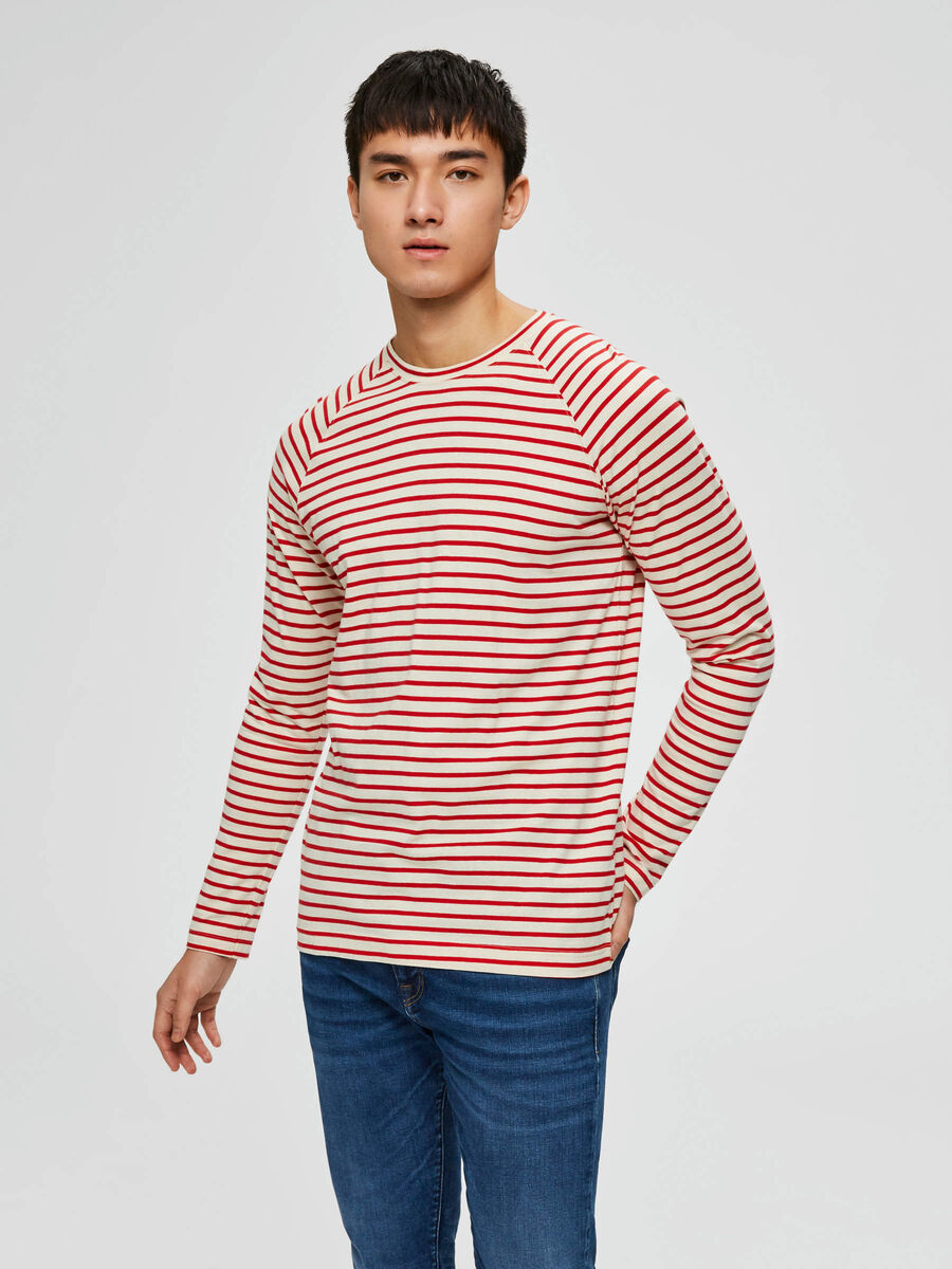 Selected STRIPED - LONG-SLEEVED T-SHIRT, Goji Berry, highres - 16072690_GojiBerry_003.jpg