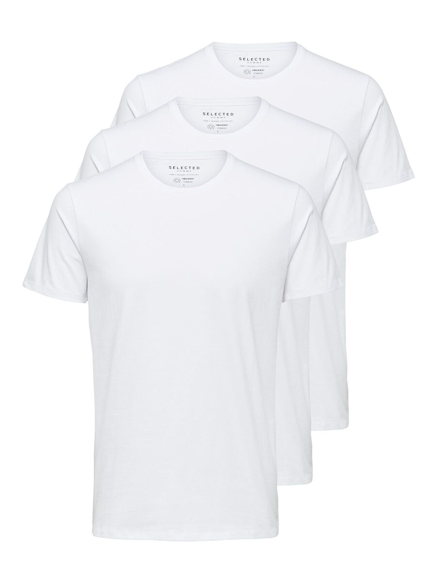 Selected 3-PACK PIMA COTTON T-SHIRT, Bright White, highres - 16076191_BrightWhite_003.jpg